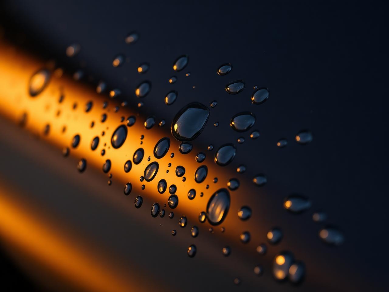Water beading on a ceramic coated car panel
